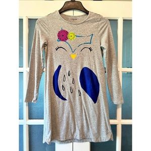 LANDS’ END GIRLS LONG SLEEVE OWL DRESS 💙🦉
